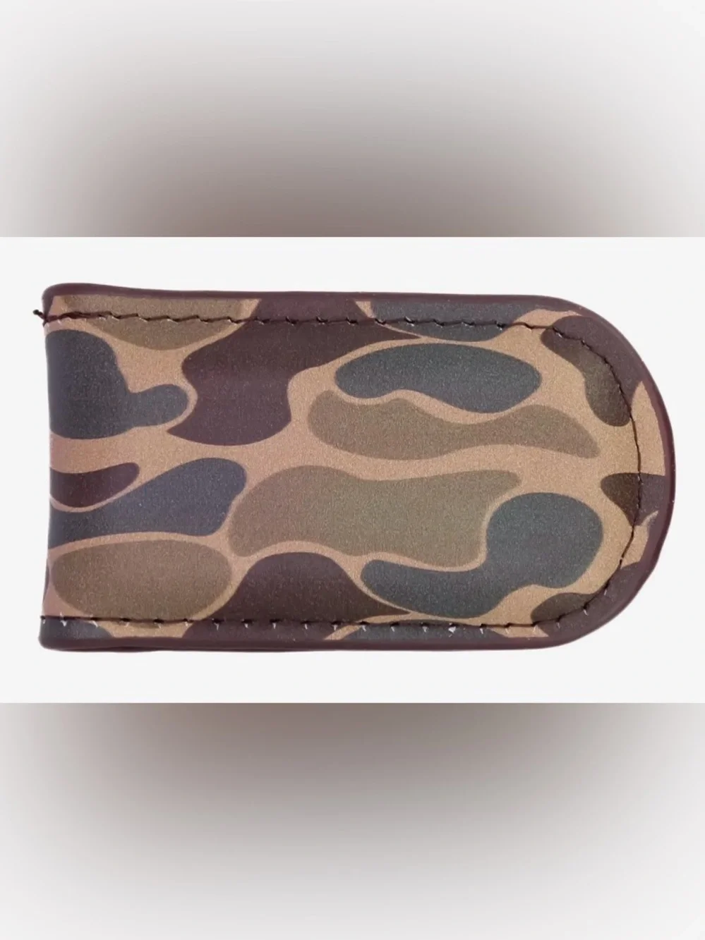 Leather Camo Money Clip with American Flag Accent